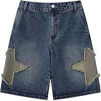 CUTEGAL Star Jorts Unisex Jorts Women Mid Rise Stretchy Patchwork